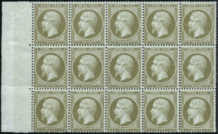 Stamp of France 1862 Empire non lauré 1c olive en spectaculaire BL