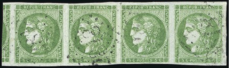 Stamp of France 1870 Bordeaux 5c Report 2, 3è état,  VERT FONCE en
