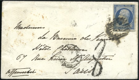 Stamp of France 1852 25c Présidence avec oblitération ANGLAISE sur
