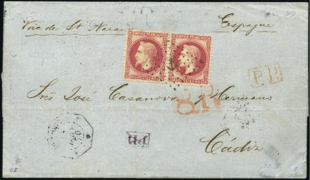 Stamp of France 1870 Pli de Vera Cruz pour l'Espagne avec 80c Laur