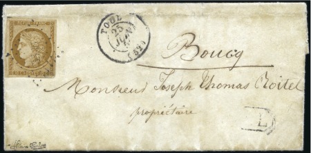 1849 10c bistre-jaune sur lettre locale de Toul 18