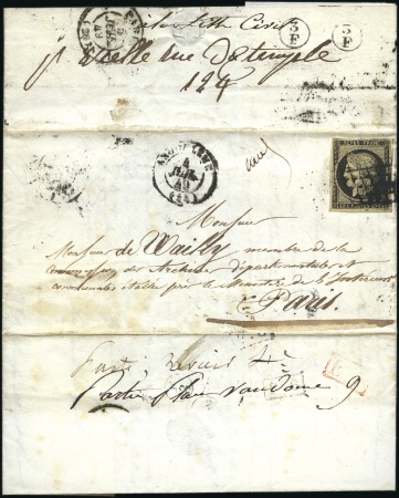 Stamp of France 1849 20c noir sur lettre d’Angoulême 04.07.49 pour