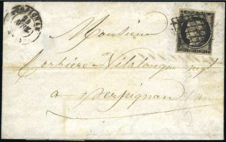 Stamp of France 1849 20c noir sur lettre en rarissime DOUBLE PORT 