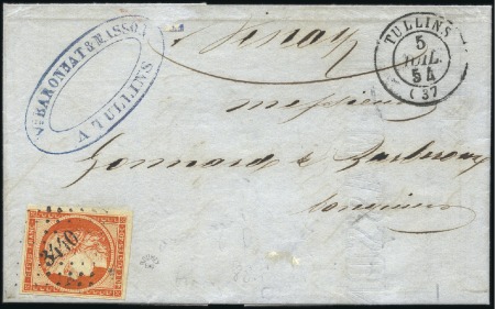 1849 40c orange bien margé sur lettre de Tullins 0