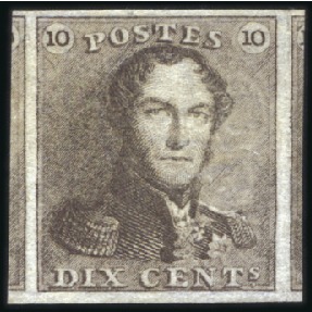 Stamp of Belgium » Belgique. 1849 Epaulettes - Émission 10c Brun-bistre, gravure fine, papier mince, marge