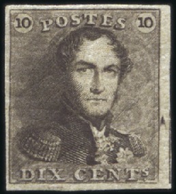 Stamp of Belgium » Belgique. 1849 Epaulettes - Émission 10c Brun, très bien margé montrant la variété "tac