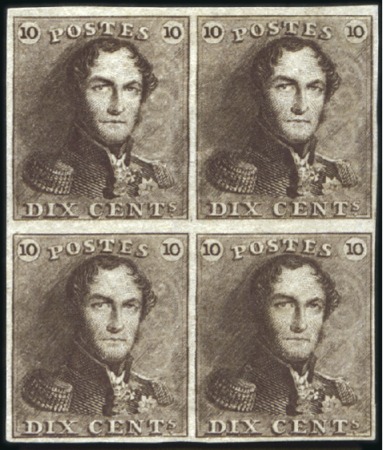 Stamp of Belgium » Belgique. 1849 Epaulettes - Émission Splendide Bloc de Quatre

10c Brun foncé en bloc