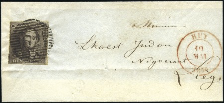 Stamp of Belgium » Belgique. 1849 Epaulettes - Émission 10c Brun avec variété "Jabot blanc", très bien mar