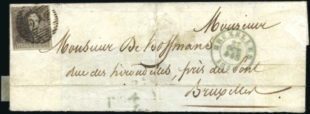 Stamp of Belgium » Belgique. 1849 Epaulettes - Émission 10c Brun-gris, grandes marges avec fragments de de