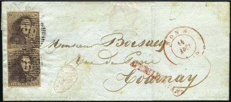 Stamp of Belgium » Belgique. 1849 Epaulettes - Émission 10c Brun, deux exemplaires de nuances différentes,