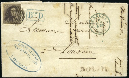 Stamp of Belgium » Belgique. 1849 Epaulettes - Émission 10c Brun, bien margé, oblitération de la perceptio