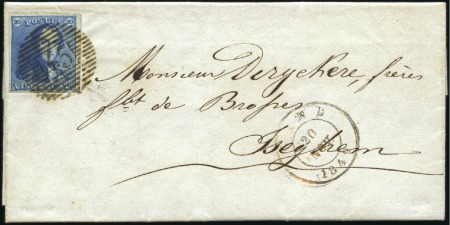 Stamp of Belgium » Belgique. 1849 Epaulettes - Émission 20c Bleu, grandes marges avec bord de feuille à dr