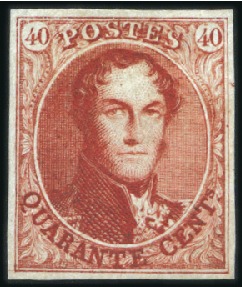 Réimpression de 1882, 40 centimes en rouge-vif, su