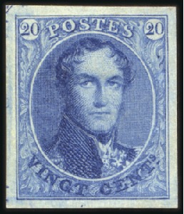 Stamp of Belgium » Belgique. 1849 Médaillons (filigrane encadré) - Réimpressions Réimpression de 1895, Trois exemplaires découpés -