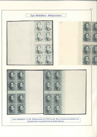 Stamp of Belgium » Belgique. 1849 Médaillons (filigrane encadré) - Réimpressions Réimpression de 1929, 1c, 10c, 20c et 40c en blocs