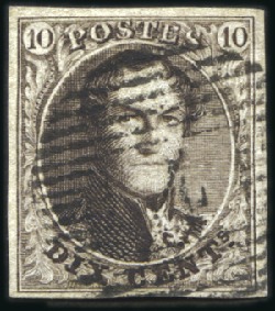 Stamp of Belgium » Belgique. 1849 Médaillons (filigrane encadré) - Émission 10c Brun, lot de quatre exemplaires oblitérés mont