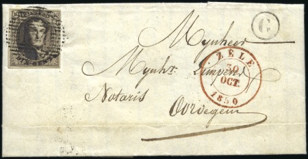 Stamp of Belgium » Belgique. 1849 Médaillons (filigrane encadré) - Émission 10c Brun, avec variété "chiffres 10 très finement 