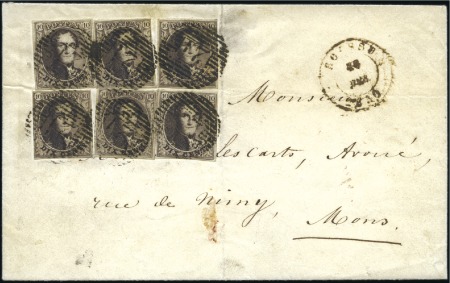 Stamp of Belgium » Belgique. 1849 Médaillons (filigrane encadré) - Émission 10c Brun, SIX exemplaires dont 5 bien margés (un e