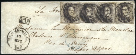 Stamp of Belgium » Belgique. 1851 Médaillons (filigrane sans cadre) - Émission 10c Brun, deux exemplaires plus une paire, margés,