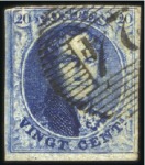 Stamp of Belgium » Belgique. 1851 Médaillons (filigrane sans cadre) - Oblitérations 26 BARRES FINES DE BRUXELLES: Les trois valeurs (t