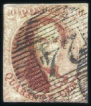 Stamp of Belgium » Belgique. 1851 Médaillons (filigrane sans cadre) - Oblitérations 26 BARRES FINES DE BRUXELLES: Les trois valeurs (t