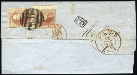 Stamp of Belgium » Belgique. 1851 Médaillons (filigrane sans cadre) - Émission 40c Carmin, deux exemplaires diversement margés, o
