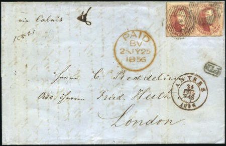 Stamp of Belgium » Belgique. 1851 Médaillons (filigrane sans cadre) - Émission 40c Carmin, deux exemplaires bien margés, un exemp