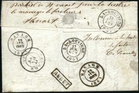 Stamp of Belgium » Belgique. Histoire Postale 1861 (15.4) Pli de Mons pour La Louvière, taxée "2