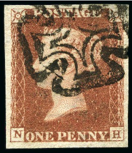 Stamp of Great Britain » 1840 1d Black and 1d Red plates 1a to 11 Plate 5 NH red printing from "black plates," with Manchester "fish tail" MC