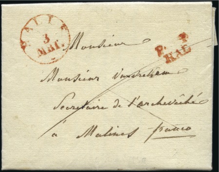 Stamp of Belgium » Belgique. Histoire Postale 1830 (3.3) Lettre de Hal pour Malines, cachet type
