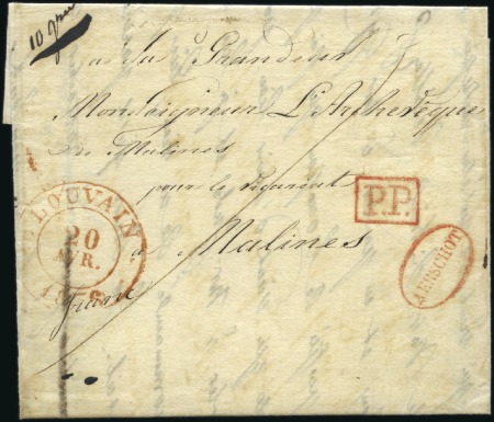 Stamp of Belgium » Belgique. Histoire Postale 1836 (20.4) Lettre Aerschot pour Malines, cachet o