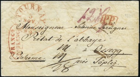 Stamp of Belgium » Belgique. Histoire Postale 1838 (3.11) Lettre de Tournai pour la Bohême, cach