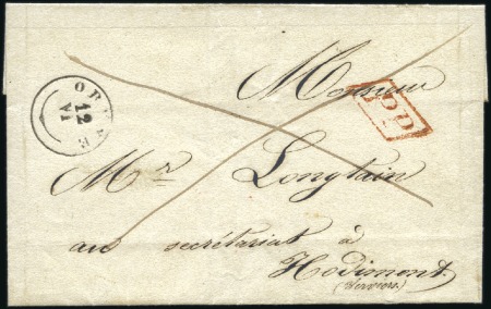 Stamp of Belgium » Belgique. Histoire Postale 1847 (12.6) Lettre de Oreye pour Hodimont en port 