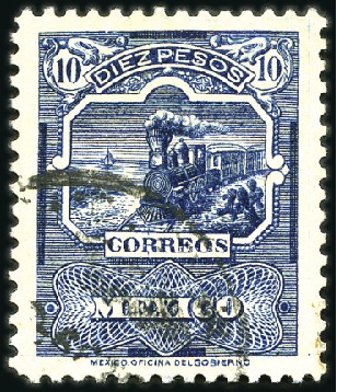Stamp of Mexico 1895 10p deep blue, used, very fine