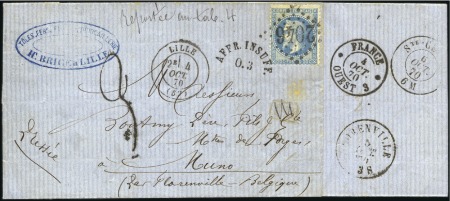 COURRIER RENTRANT 1867-90: Lot de sept documents, 