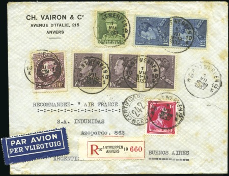 1920-37, Lot de sept lettres de poste aérienne don