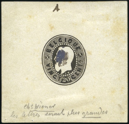 Première enveloppe postale belge: Essai de C. Wien