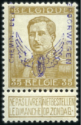 Stamp of Belgium » General issues from 1894 onwards 1915 "Roue Ailée", 35c bistre, neuf avec infime tr