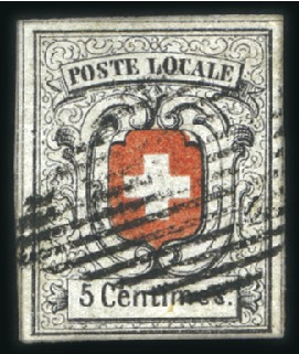 Stamp of Switzerland / Schweiz » "Waadt", "Neuenburg", "Winterthur" Neuenburg 5C in dunkler Nuance entwertet mit schwa