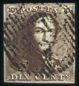 Stamp of Belgium » Belgique. 1849 Epaulettes - Émission 10c Brun, lot de quatre nuances différentes compre