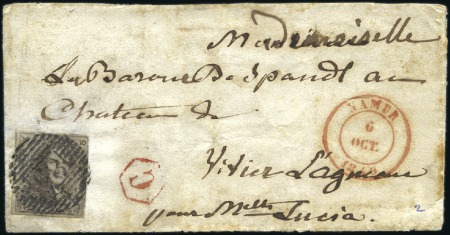 Stamp of Belgium » Belgique. 1849 Epaulettes - Émission 10c Brun-gris, margé sur trois côtés, oblitération