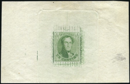 Stamp of Belgium » Belgique. 1849 Médaillons (filigrane encadré) - Réimpressions Réimpressions de 1895 du coin du 1c en vert sur pe