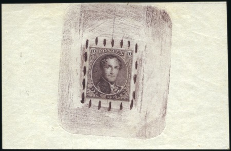 Stamp of Belgium » Belgique. 1849 Médaillons (filigrane encadré) - Réimpressions Réimpression de 1895, 10c brun sur feuillet papier