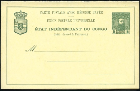 Stamp of Belgian Congo Entier postal réponse payée 5c vert +10c rouge, et