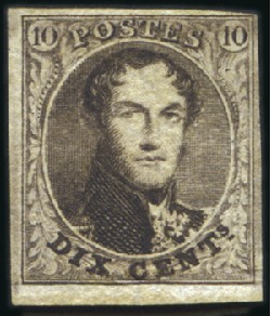 Stamp of Belgium » Belgique. 1851 Médaillons (filigrane sans cadre) - Émission 10c Brun, bien margé avec bord de feuille inférieu