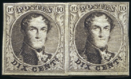 Stamp of Belgium » Belgique. 1851 Médaillons (filigrane sans cadre) - Émission 10c Brun, paire horizontale (pos. 65 et 66 de la p