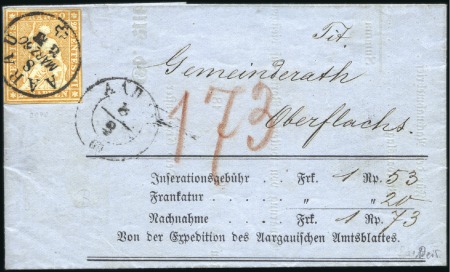 20Rp orange entwertet mit Einkreisstempel AARAU 8.