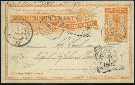 1899 Entier postal 15c de Léopoldville 28.11.1899 