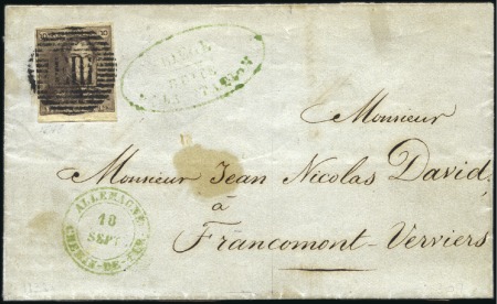 Stamp of Belgium » Belgique. 1849 Epaulettes - Oblitérations 10c brun (V26 frappe parasitaire Pos. 193), très b