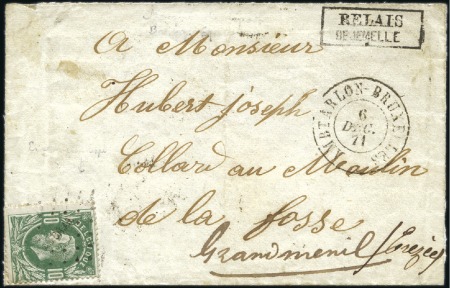 10c vert sur lettre pour Grandmenil avec cachet "R